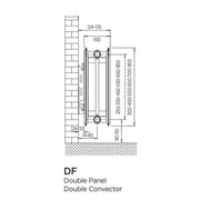 3DF3000 ULTRAHEAT compact4 radiator - 300mm High x 3000mm Wide, Double Panel Double Convector TYPE 22